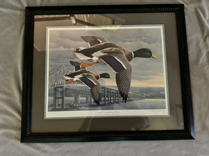 "Mallards over the Cooper River", Lithographie 625/2300, signiert Rodney Huckaby - Bild 1 von 11