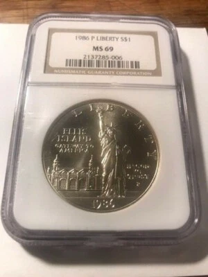 1986-P Statue of Liberty Commemorative Silver Dollar NGC MS69 #13181 - Image 1 of 3