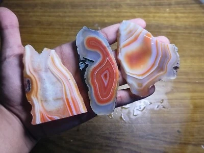 Natural raw  red-orange onyx slabs slices ,extraordinary patterns , - Image 1 of 3