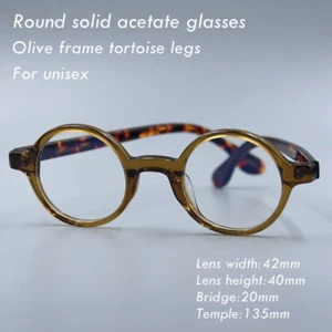 2025 New Round glasses men's olive frame tortoise legs glasses women eyeglasses - Picture 1 of 9