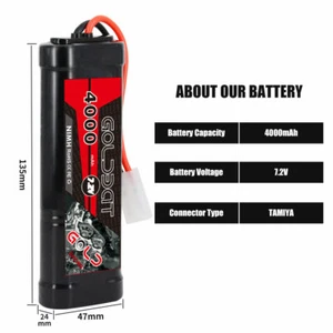4000mAh 7.2V GOLDBAT NiMH Battery with Tamiya Connector for RC Traxxas Truck