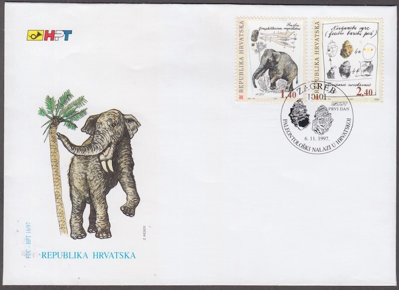 CROATIA Sc # 346-7 FDC - PALAEONTOLOGICAL FINDS in CROATIA - Image 1 of 1