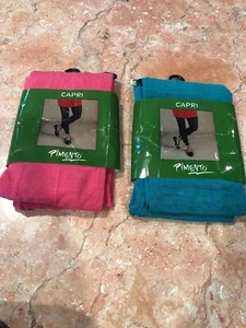 PIMENTO LOT OF 2 Capri Tights Pink And Green S/M - Picture 1 of 4