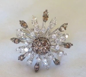 Sparkling 18K White Gold Starburst Diamond Ring - 8.74 gms, Sz 9.5, 1.20 ctw - Picture 1 of 11