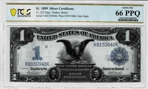 1899 $1 Silver Certificate 'Black Eagle'note-fr.232--PCGS GEM UNC 66 PPQ-4 finer - Picture 1 of 6