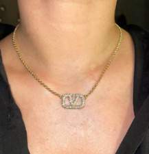 VALENTINO Crystal Fashion Pave Geometric Pendant necklace