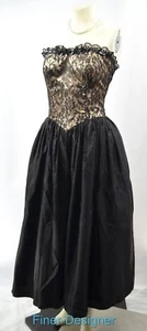 Jessica McClintock Gunne Sax strapless Dress sexy midi gown lace taffeta 7 VTG - Picture 1 of 8