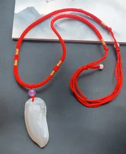 melon natural agate stone pendant,Amulet red rope adjustable necklace - Picture 1 of 6