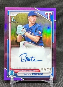 2024 Bowman Chrome Brock Porter 1st Prospect Viola Rifrattore Auto /250 - Foto 1 di 2