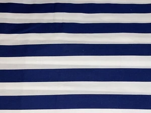 102" X 44" Vintage Cranston Navy Blue & White Large Stripe Cotton Fabric 2.8 Yds - Picture 1 of 4