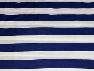 Tecido de algodão 102" X 44" vintage Cranston azul marinho e branco listras grandes 2,8 jardas - Imagem 1 de 4