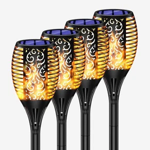 XODO FL1 Solar Torch, 4PK w/ Flickering Flames, Solar Garden Lights, Waterproof - Picture 1 of 17