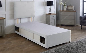 Brand New.Grey Single Divan Bed Base With Storage And Free Matching Headboard - Picture 1 of 8