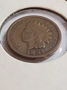 1897 Indian Cent Penny Coin - Lot BT265 - Picture 1 of 2