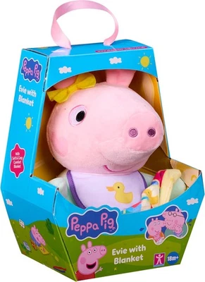 CHARACTER OPTIONS Anuncio nuevoPeppa Pig Bebé Evie con Manta, Juguete Preescolar de Peluche [Edades 18+ Meses]