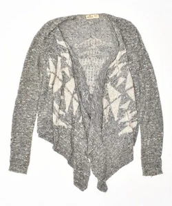 HOLLISTER Womens Cardigan Sweater UK 6 XS Grey Geometric Cotton NL04 - Picture 1 of 3