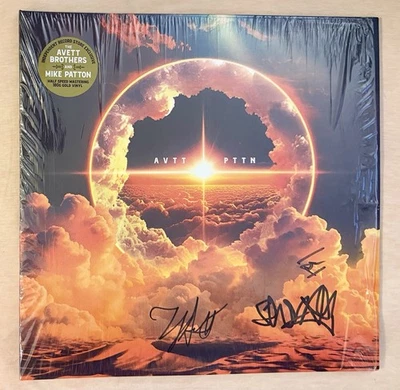 AVTT PTTN AVETT BROTHERS MIKE PATTON SIGNED GOLD VINYL RECORD ALBUM AUTOGRAPH - Image 1 of 4