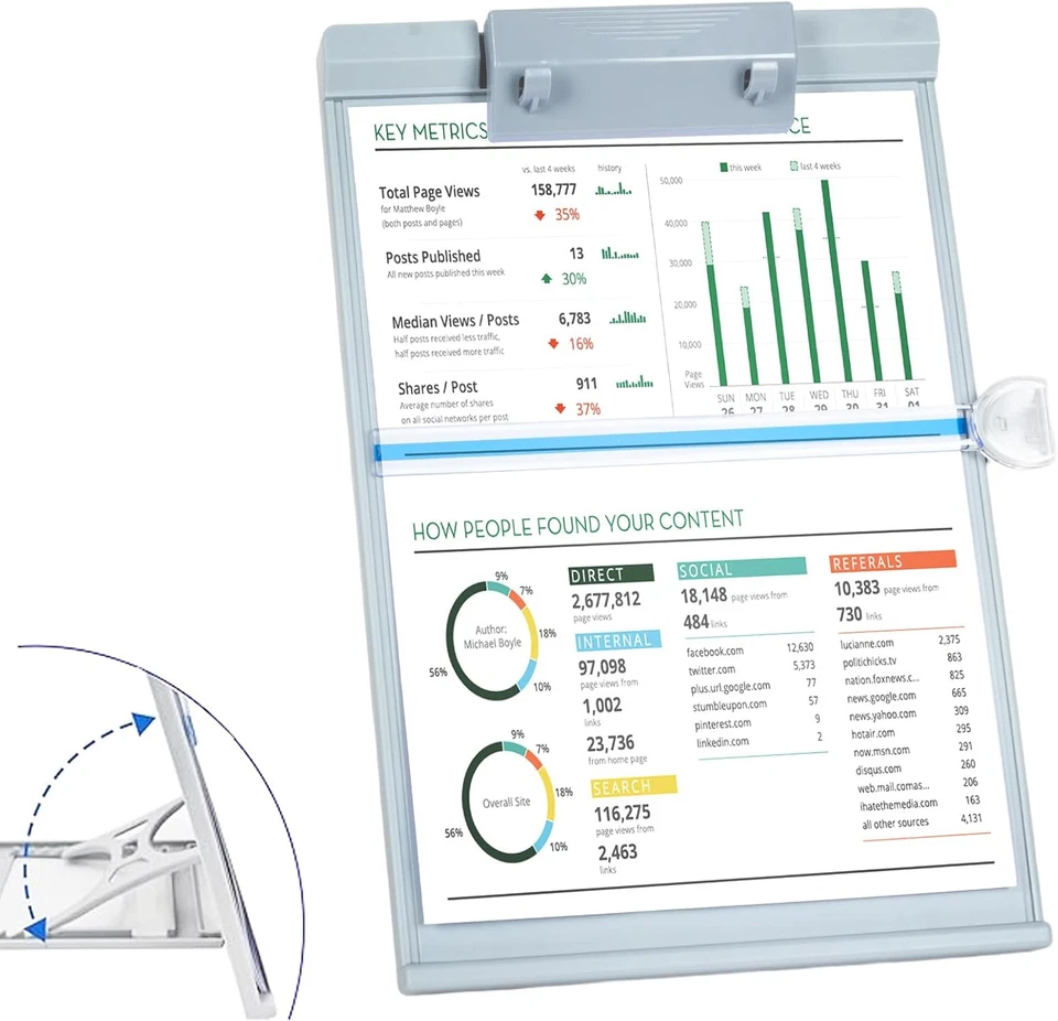 Document Holder Paper Stand with 7 Adjustable Positions, Grey Paper Holder Stand - Image 1 of 4