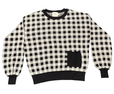 Suéter de Guinga Edinburgh Knitwear Pima Algodón Negro Blanco Preppy Cuadros Talla XS Foto 1 de 4