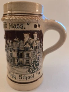 Everett MA c.1892 High School & Parlin Library German Miniature Souvenir Stein - Picture 1 of 5