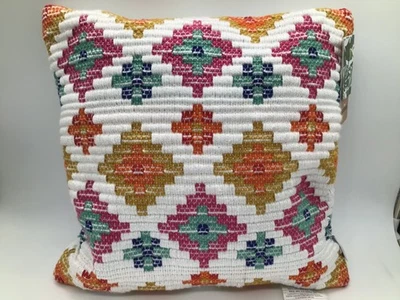 Tommy Bahama Indoor Outdoor Pillow 18" Colorful Boho Southwest Diamond Pattern N - Image 1 of 4