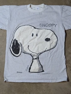 Vintage Big Head Snoopy Peanuts Artex Striped T Shirt Medium - Bild 1 von 7