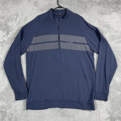 TravisMathew Pullover Mens 2XL Blue Quarter Zip Golf Stripe Mock Neck Raglan - Image 1 of 4