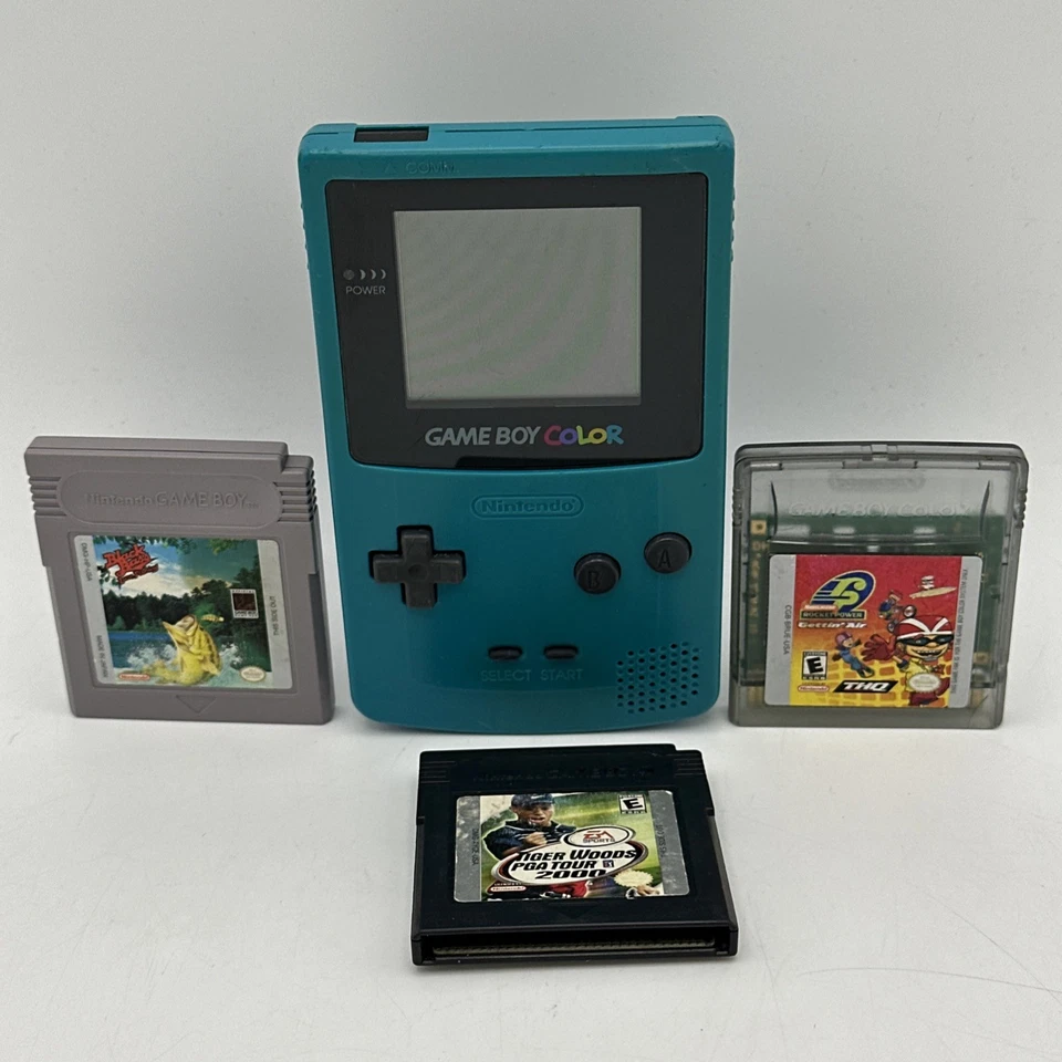Paquete de Consola Nintendo Game Boy Color Verde Azulado (Azul) Original + 3 Juegos PROBADOS Foto 1 de 4