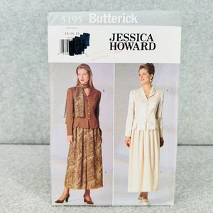 Butterick 5195 Botón Delantero Top y Falda Suelta Bufanda Falta Talla 14 18 Patrón - Imagen 1 de 5