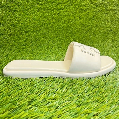 Sandálias Tory Burch Double T femininas tamanho 6.5 creme praia esporte ao ar livre - Imagem 1 de 4