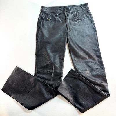 Diesel Industrial Black Leather Moto Pants 100% Leather Fully Lined 5 Pocket EUC - Image 1 of 4