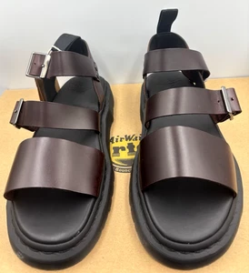 DR. MARTENS CHARRO BROWN GRYPHON BRANDO LEATHER STRAP SANDALS SIZE UK 11 EU 46 - Picture 1 of 4