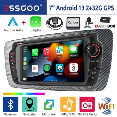 DAB+ Autoradio 32G Android 14 Carplay Navi RDS Für Seat Ibiza IV 6J 6P 2009-2013 - Bild 1 von 4