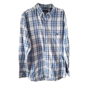 Chaps Men's Blue & White Long-sleeve Button-down Shirt - Picture 1 of 4