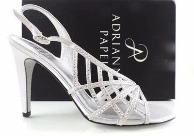 Adrianna Papell Eliaza Dress Strappy Sandals Satin Silver Size 10 - Image 1 of 4