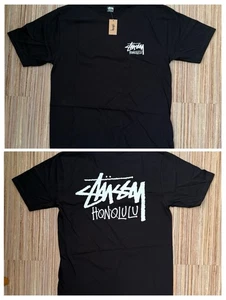 *AUNTHENTIC* CAMISETA STUSSY HONOLULU PARA HOMBRE GRANDE Negra Nueva Con Etiquetas - Imagen 1 de 6