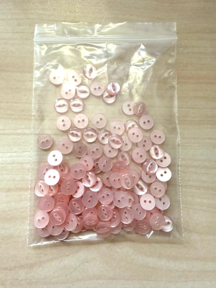100 x Fish Eye Baby Pink Buttons 9mm - Image 1 of 1