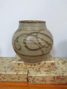 Prickwillow Pottery Large Bulbous Vase Signed Studio Art Vintage Grey Blue Rare - Picture 1 of 6