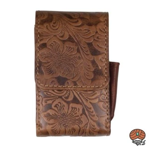 Dennis Zigarettenetui Flowerprint  Leder braun + Feuerzeugfach, Standard/ 100er - Bild 1 von 2