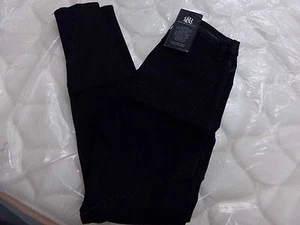 Womens Sz 0 Rock & Republic Kylie Super Skinny Black & Blue Leggings Jeans NEW  - Picture 1 of 4