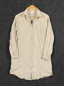 C&C California Womens Medium Beige Linen Roll Tab Long Sleeve Shirt Dress - Picture 1 of 12