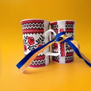 Mugs Ukraine,310ml, Atmosfera, set of 2. .National ornament  Perfect for gifts! - Picture 1 of 10