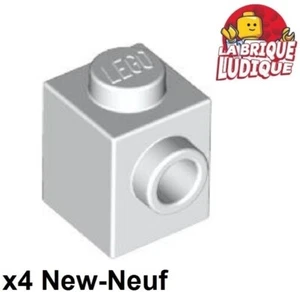 Lego 4x Brique Brick Modified 1x1 stud 1 side blanc/white 87087 NEUF - Imagen 1 de 1