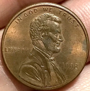 1998 Lincoln Memorial Cent Doubled Ear Error DDO/DDR RED - Picture 1 of 8