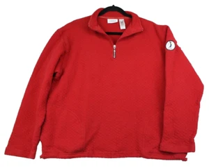Vintage LizGolf Liz Caliborne Red Quilted Pull Over Jacket Size XL Extra Large - Picture 1 of 11
