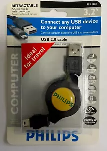 A-Mini B (5 pin) USB 2.0 Retractable Cable - Picture 1 of 4