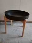 Lovely Black Metal +wood Tray Round Side End Table