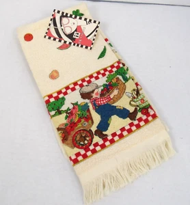 VTG Mary Engelbreit Kitchen Hand Tea Towel Red Check Kids Garden NWT USA - Picture 1 of 6