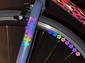 Reflektierende Regenbogen hell Felge Blume gestanzte Vinyl Fahrrad Aufkleber - Bild 1 von 5