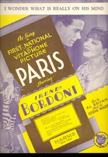 PARIS Sheet Music "I Wonder What's Really On His Mind" Irene Bordoni